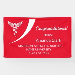 Banderoles Moderne White & Red Caduceus Infirmière