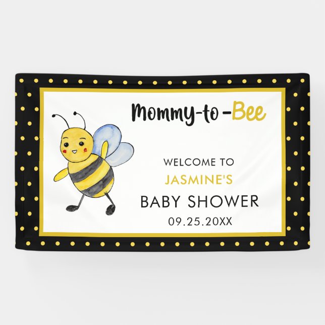Banderoles Mommy-to-bee Cute Bee Baby shower bienvenue Jaune (Horizontal)