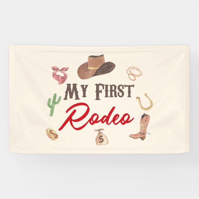 Banderoles Mon premier Rodeo Cowboy 1er premier anniversaire (Horizontal)