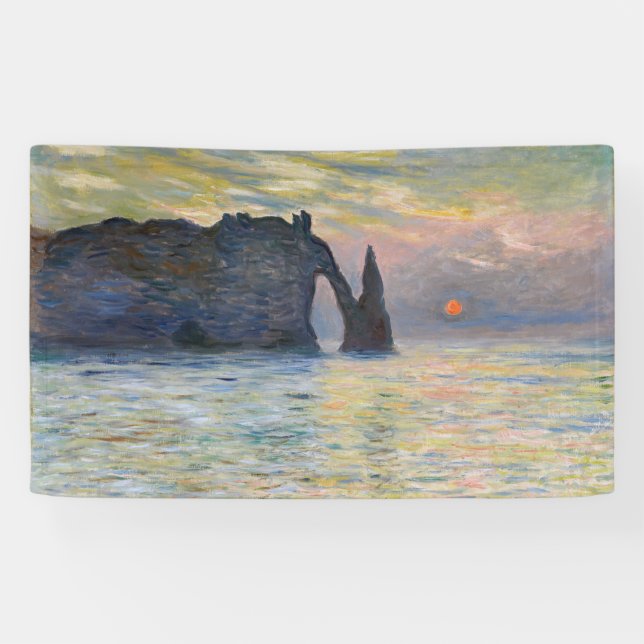 Banderoles Monet - Le Manneport, Falaise à Etretat, coucher d (Horizontal)