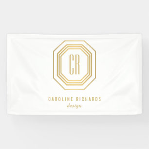 Banderoles Monogramme Art Déco vintage or/blanc