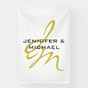 Banderoles Monogramme blanc or couleur plaine minimaliste mod