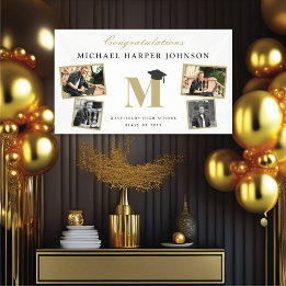 Banderoles Monogramme Classique Simple 4 Photos Fête de Remis