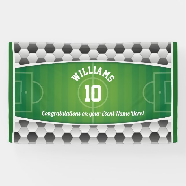 Banderoles Monogramme Football Soccer Field Ball Sport Green (Horizontal)