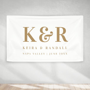 Banderoles Monogramme mariage minimum or et blanc