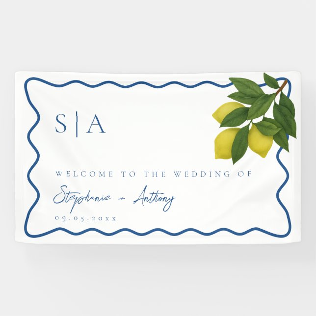 Banderoles Monogrammes Citrus citron, Mariage frontalier de l (Horizontal)