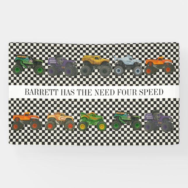 Banderoles Monster Truck Jam Rally Anniversaire Vinyl Bannièr (Horizontal)