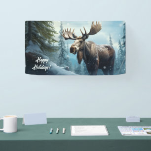Banderoles Moose d'hiver de texte personnalisé