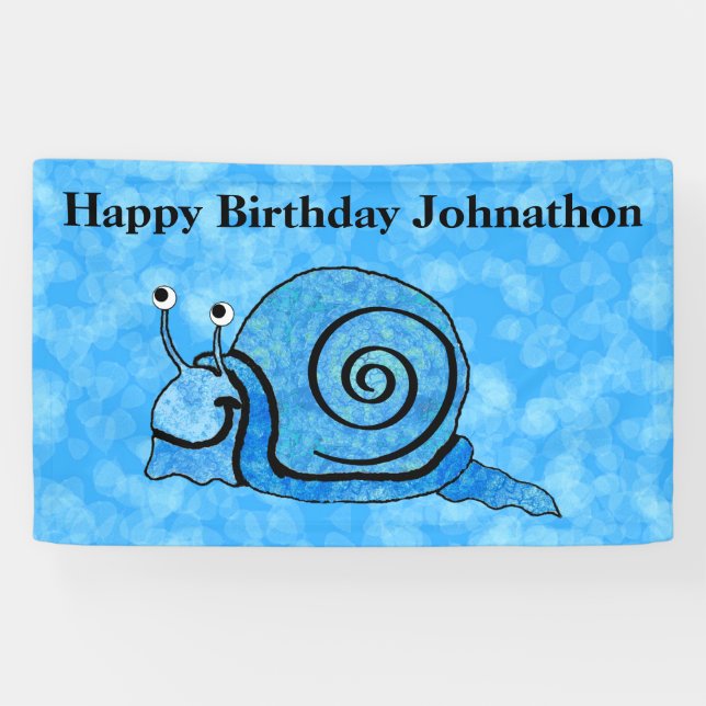 Banderoles Motif bleu de sourire d'escargot de bande dessinée (Horizontal)