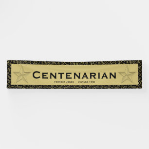 Banderoles Motif "CENTENARIEN" 100e anniversaire Noir/Or