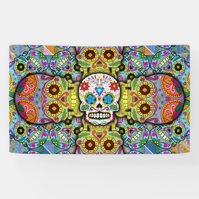 Banderoles Motif de crânes de sucre (Horizontal)