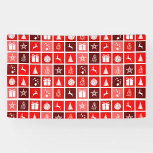 Banderoles Motif de grille de Noël rouge moderne minimaliste
