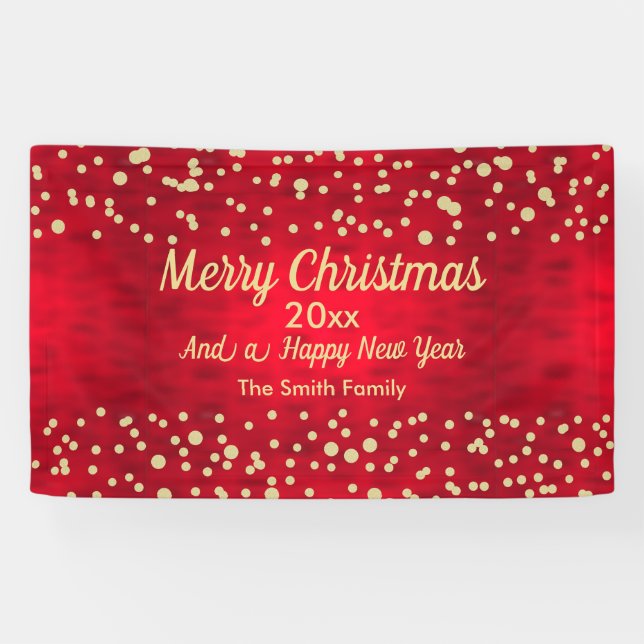 Banderoles Motif de Noël Confetti rouge et or (Horizontal)