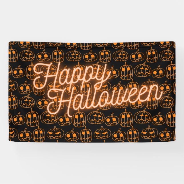 Banderoles Motif d'Halloween Citrouille d'Orange (Horizontal)
