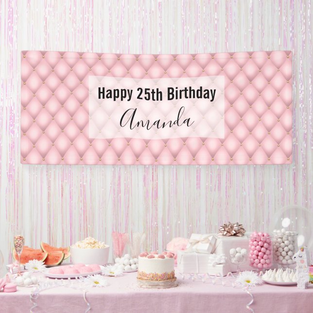 Banderoles Motif Diamond Tufted Rose de luxe Anniversaire (Fête)