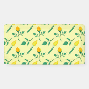 Banderoles Motif floral avec rose jaune et fleurs de tulipe