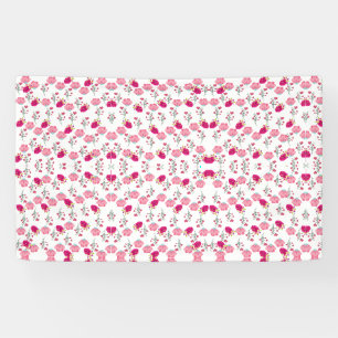 Banderoles Motif floral symétrique rose rouge et fuchsia
