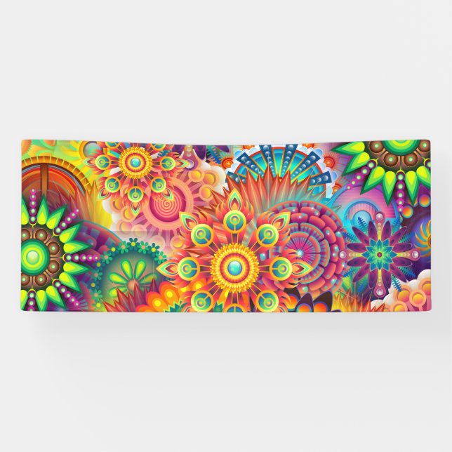 Banderoles Motif funky rétro Abstrait Bohème (Horizontal)