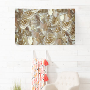 Banderoles Motif Rose d'Ivoire – Art Floral Élégant