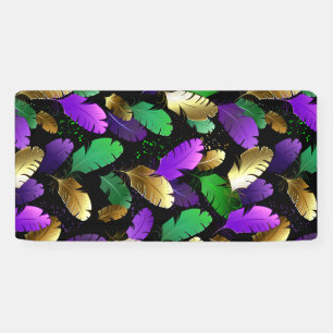 Banderoles Motif sans couture avec des plumes de Mardi Gras