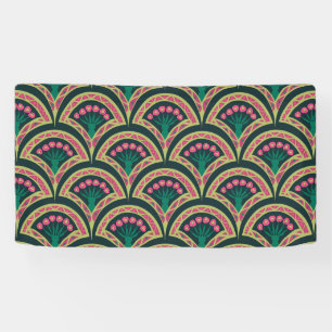 Banderoles motif vert en forme de coque
