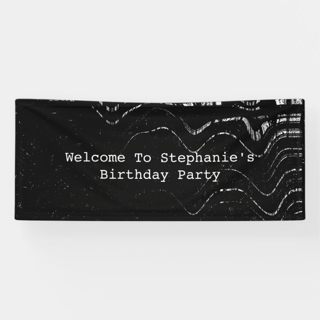 Banderoles Motifs blancs noirs Abstrait Anniversaire Cool d'a (Horizontal)