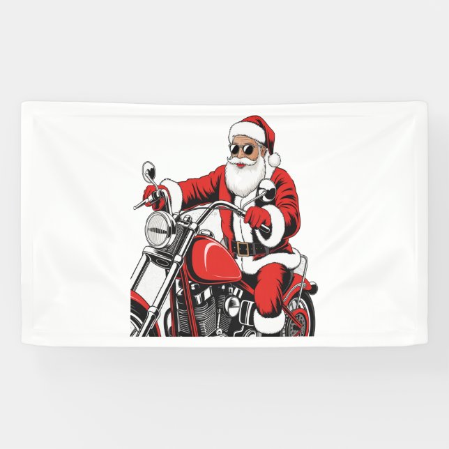Banderoles Moto à cheval père Noël (Horizontal)