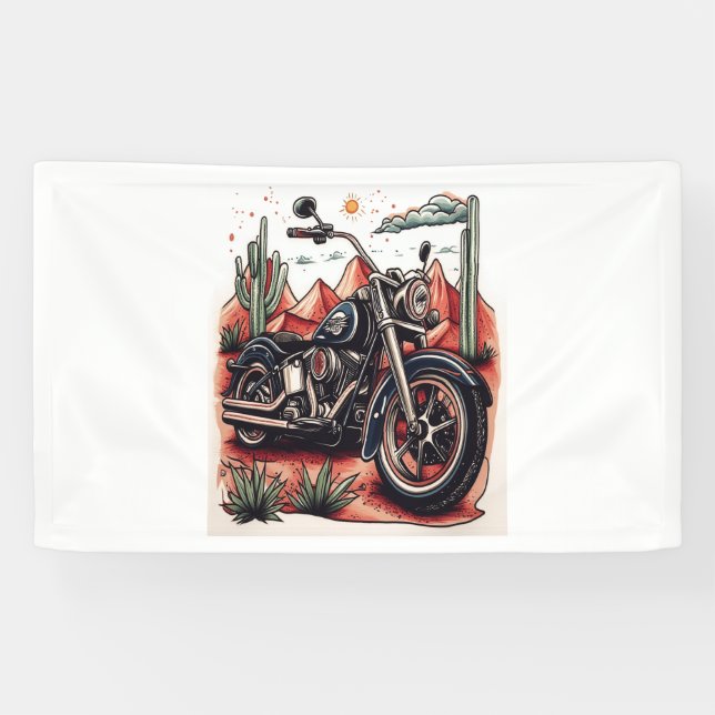 Banderoles Moto dans le désert Cactus Western Set (Horizontal)