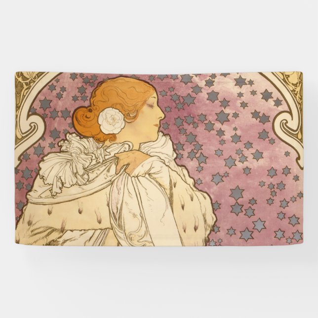 Banderoles Mucha Art nouveau femme beauté (Horizontal)