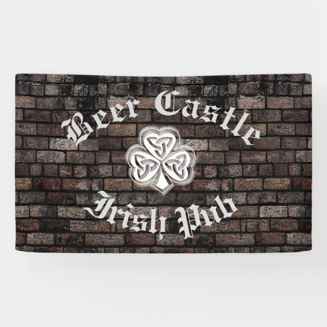 Banderoles Mur en brique moderne grundge shamrock irlandais (Horizontal)
