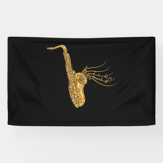 Banderoles Musique saxophone Note Musicien de jazz Saxophonis (Horizontal)