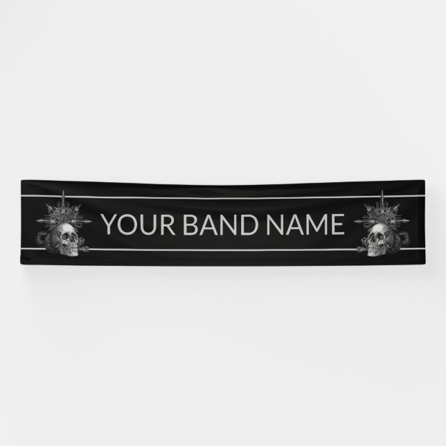 Banderoles Musique sur mesure Merch Skull Metal Rock Show Mus (Horizontal)