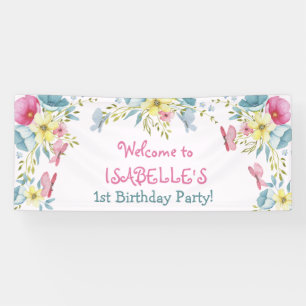 Banderoles Naissance des fleurs d'aquarelle rose