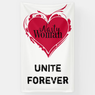 Banderoles NASTY WOMAN red art HEART + votre texte
