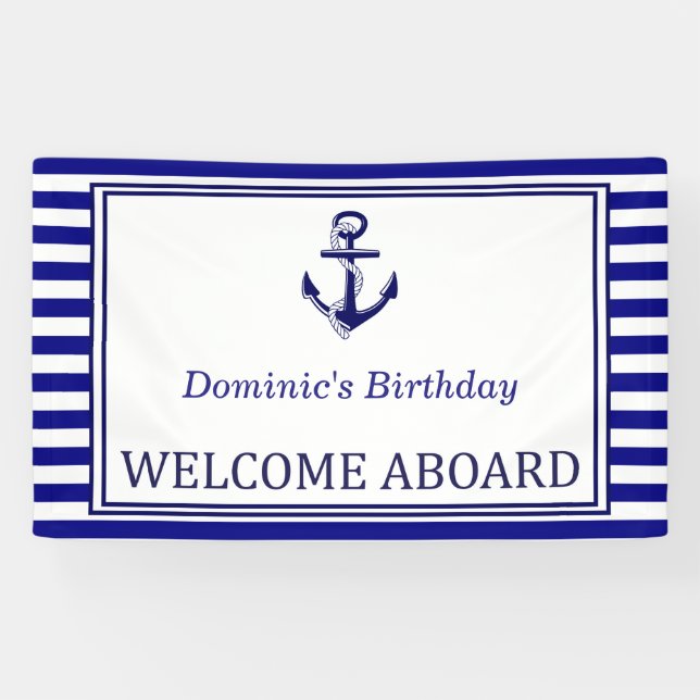 Banderoles Nautical Banner - Navy - Anchor (Horizontal)