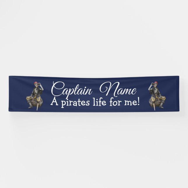 Banderoles Nautique Blue Rum Skeleton Party Pirate (Horizontal)