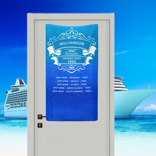 Banderoles Navire de croisière Bleu Voyage Porte monogramme (Cruise Door Decor )