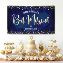 Navy Or Bat Mitzvah Moderne Pailleté Argenté Scrip