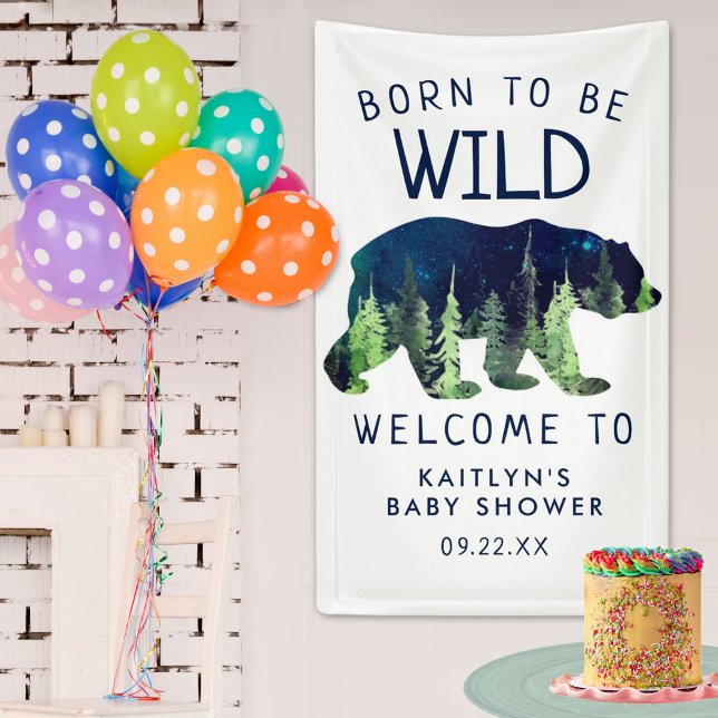Banderoles Né Pour Être Un Baby shower Sauvage Bienvenue (Créateur téléchargé)