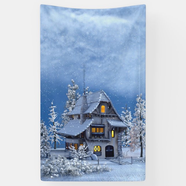 Banderoles Neige de Noël sur Maison de pain d'épices (Vertical)