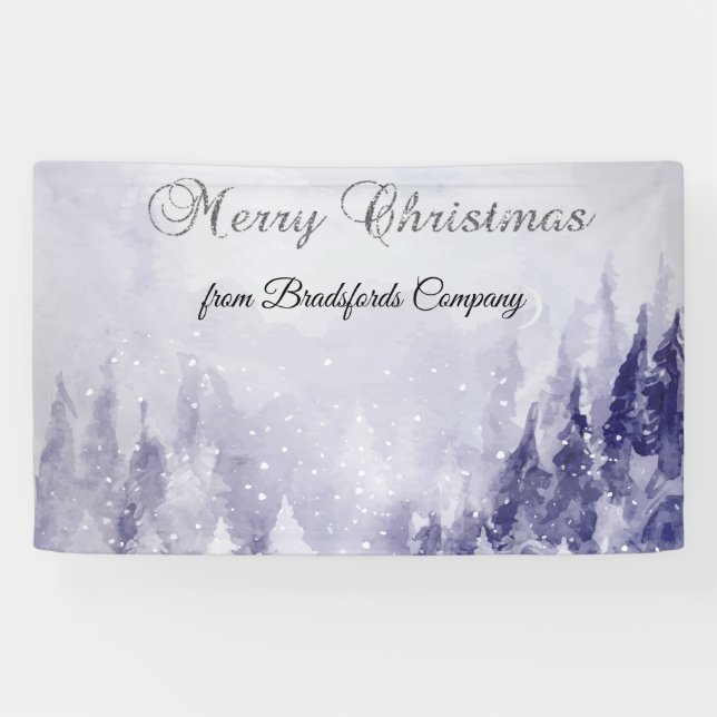 Banderoles Neige du paysage hivernal violet (Horizontal)