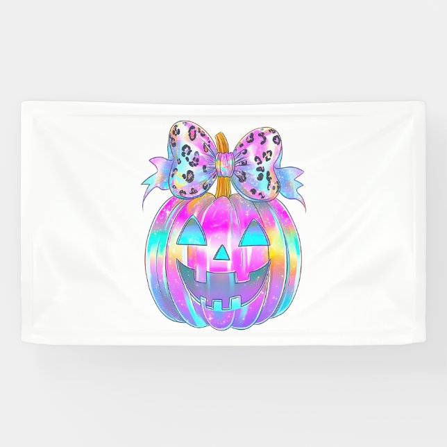 Banderoles Neon Coquette Citrouille d'Halloween (Horizontal)