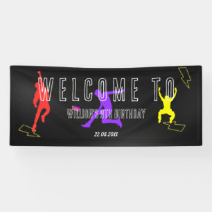 Banderoles Neon Let's Jump Kids 9th Birthday Party Welcome
