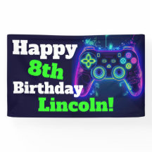 Neon Video Gamer Arcade Jeu d'anniversaire heureux