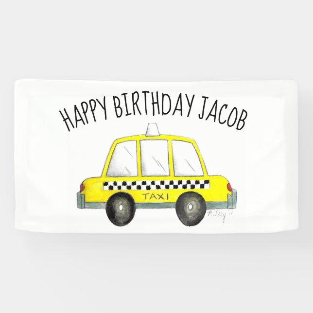 Banderoles New York City NYC Taxi Jaune Tab fête d'anniversai (Horizontal)