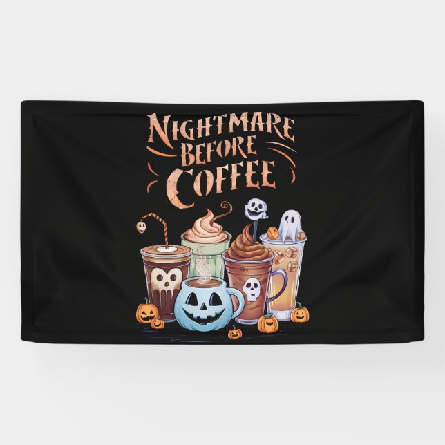 Banderoles Nightmare avant café Citrouille épice Halloween (Horizontal)