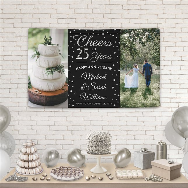 Banderoles N'IMPORTE QUEL Anniversaire Cheval 2 Photo Noir et (Créateur téléchargé)