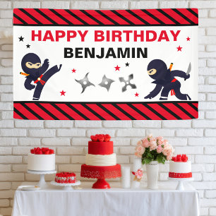 Banderoles Ninja Guerrier fête d'anniversaire