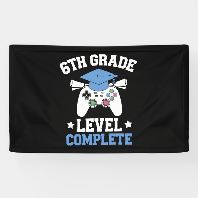 Banderoles Niveau 6e année Complet Gamer Gaming Graduation (Horizontal)