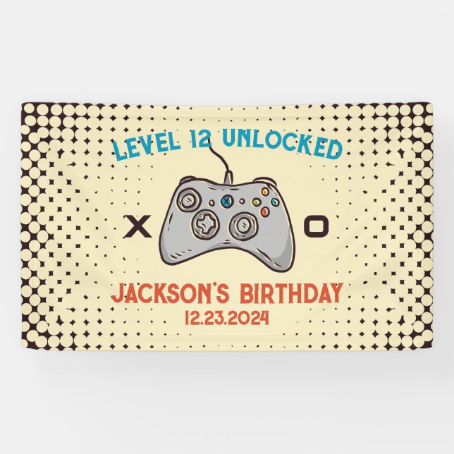 Banderoles Niveau de jeu vidéo Jeu déverrouillé Gamer Boy Hom (Horizontal)